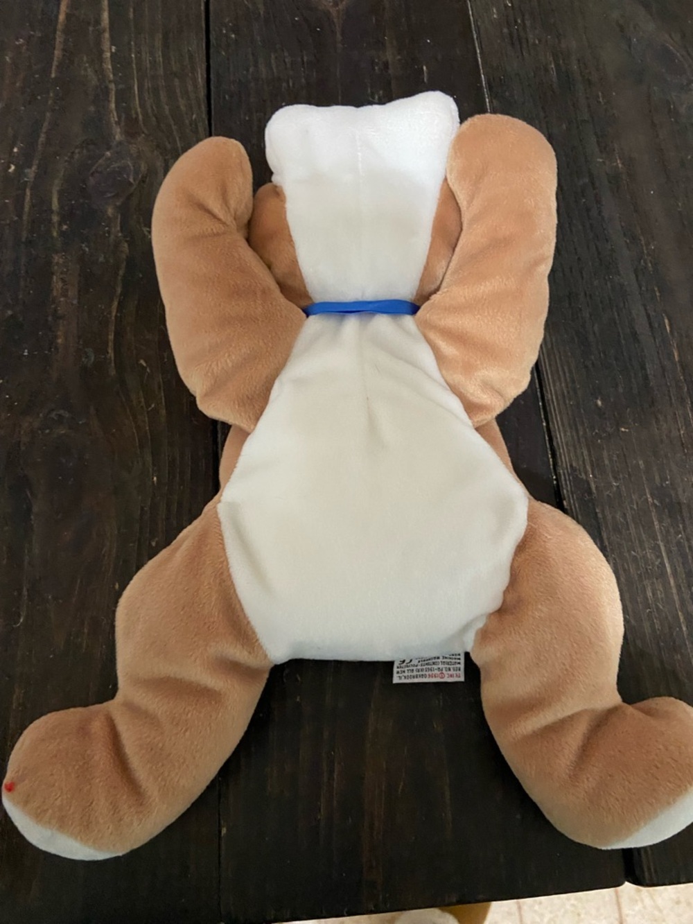 Ty Pillow Pals Collection Bruiser. Tan and White Bulldog Plush with Heart Tag - Picture 3 of 6